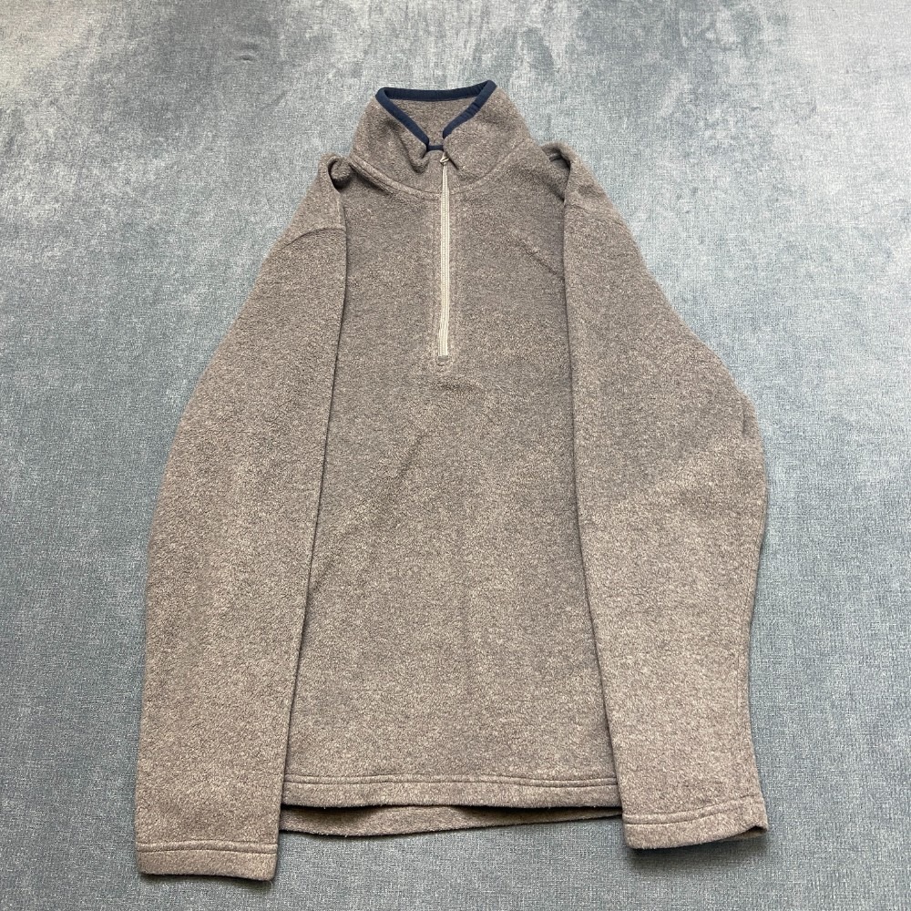 Old Navy Fleece Jacket Mens Medium Gray Mock Neck Long Sleeve 1/4 Zip Pullover